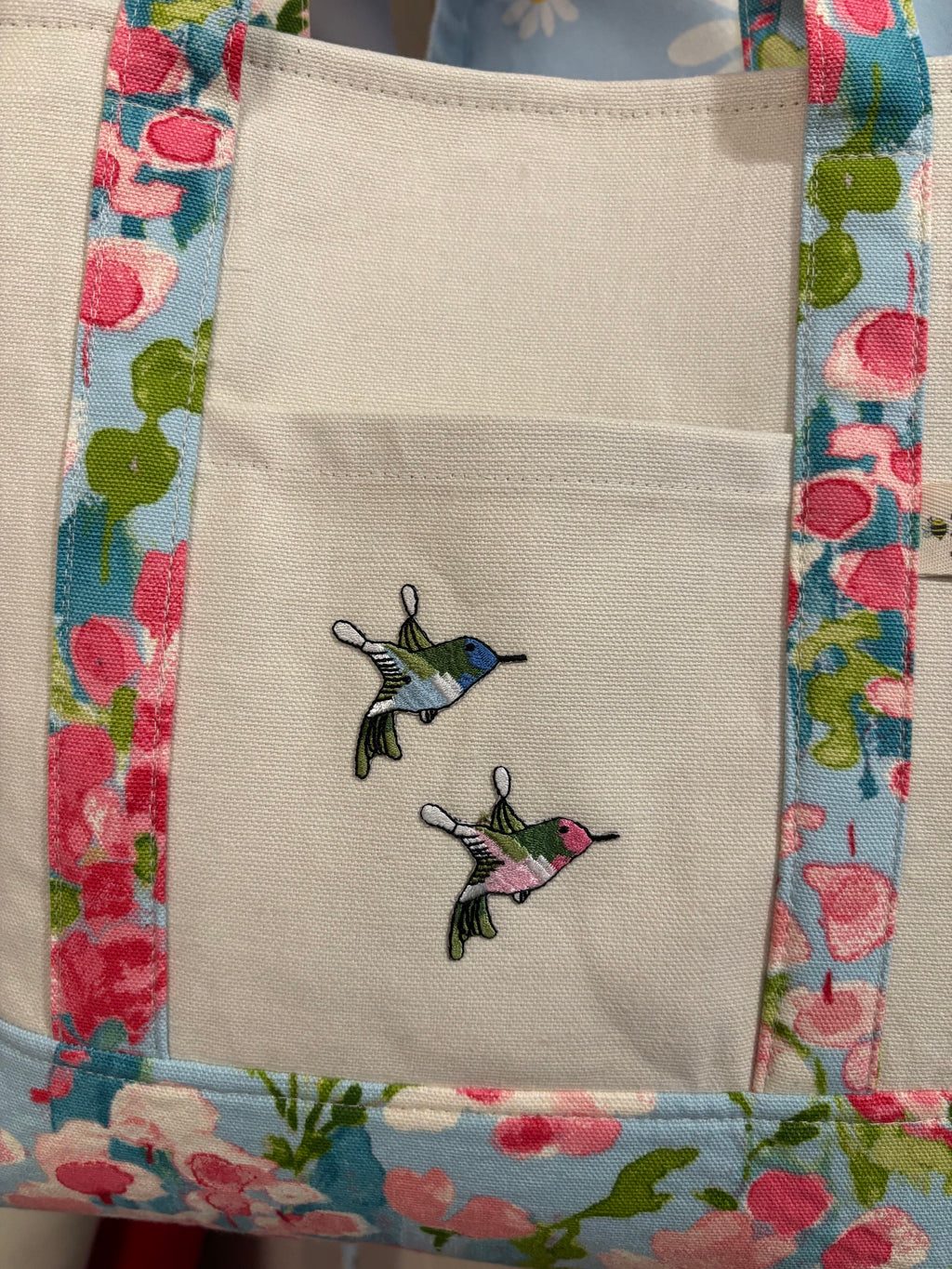 Hummigbird Floral Canvas Tote Bag