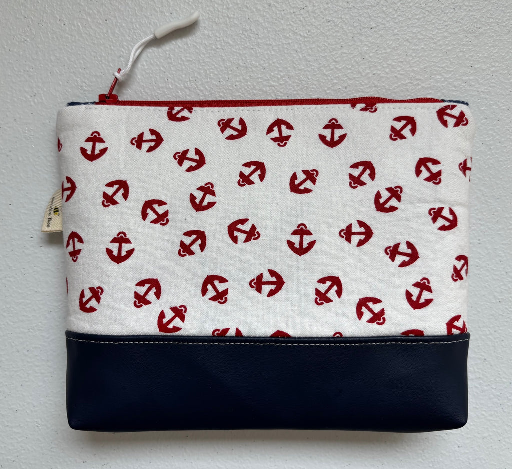 Nautical Vegan Zipper Pouch / Cosmetic / Anything Bag