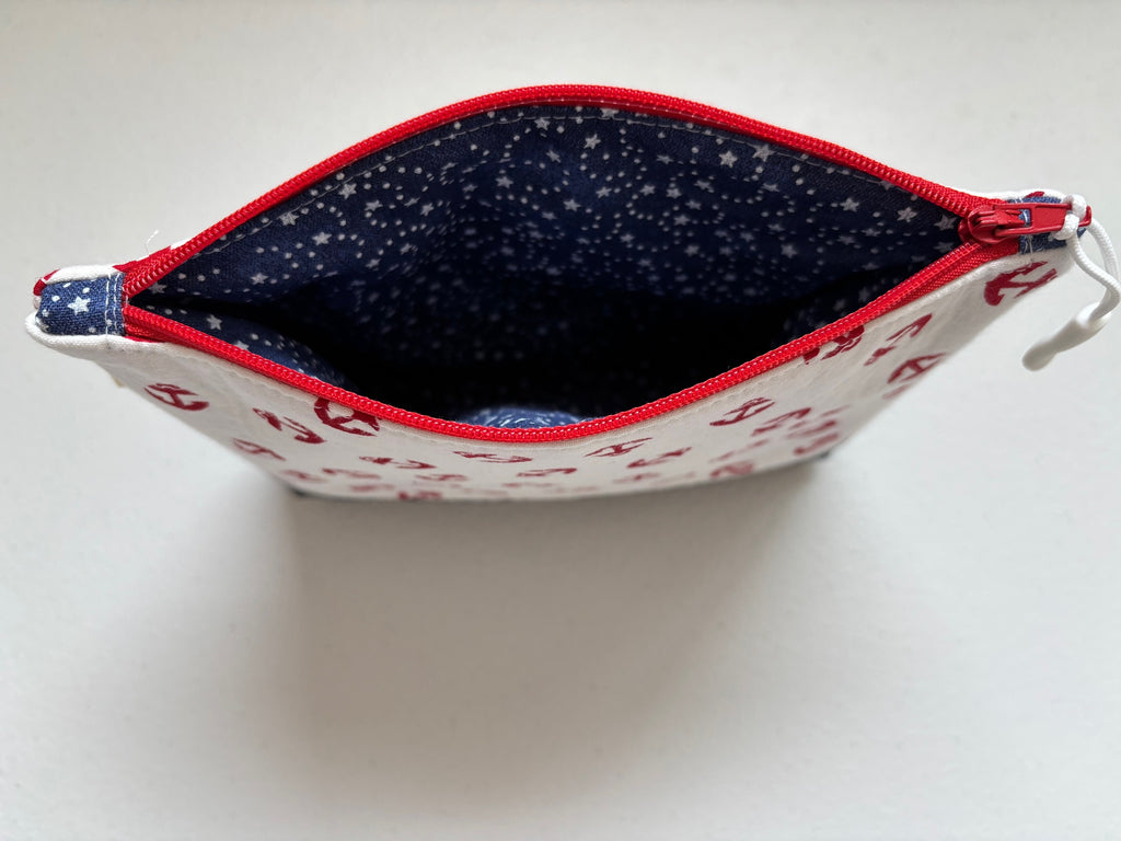Nautical Vegan Zipper Pouch / Cosmetic / Anything Bag