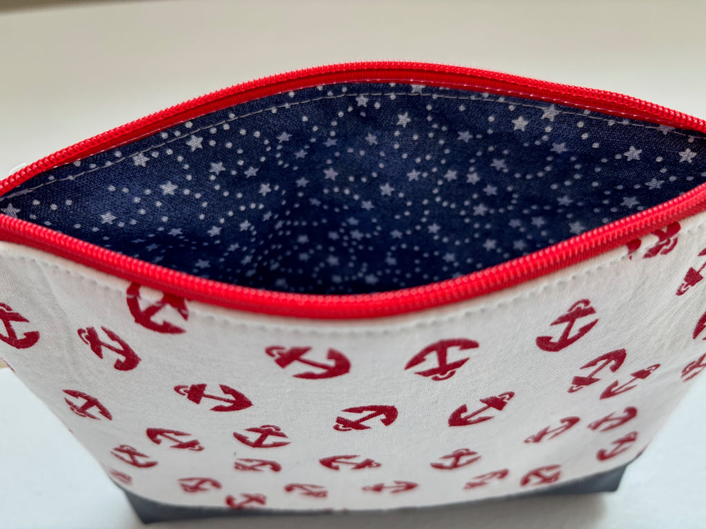 Nautical Vegan Zipper Pouch / Cosmetic / Anything Bag