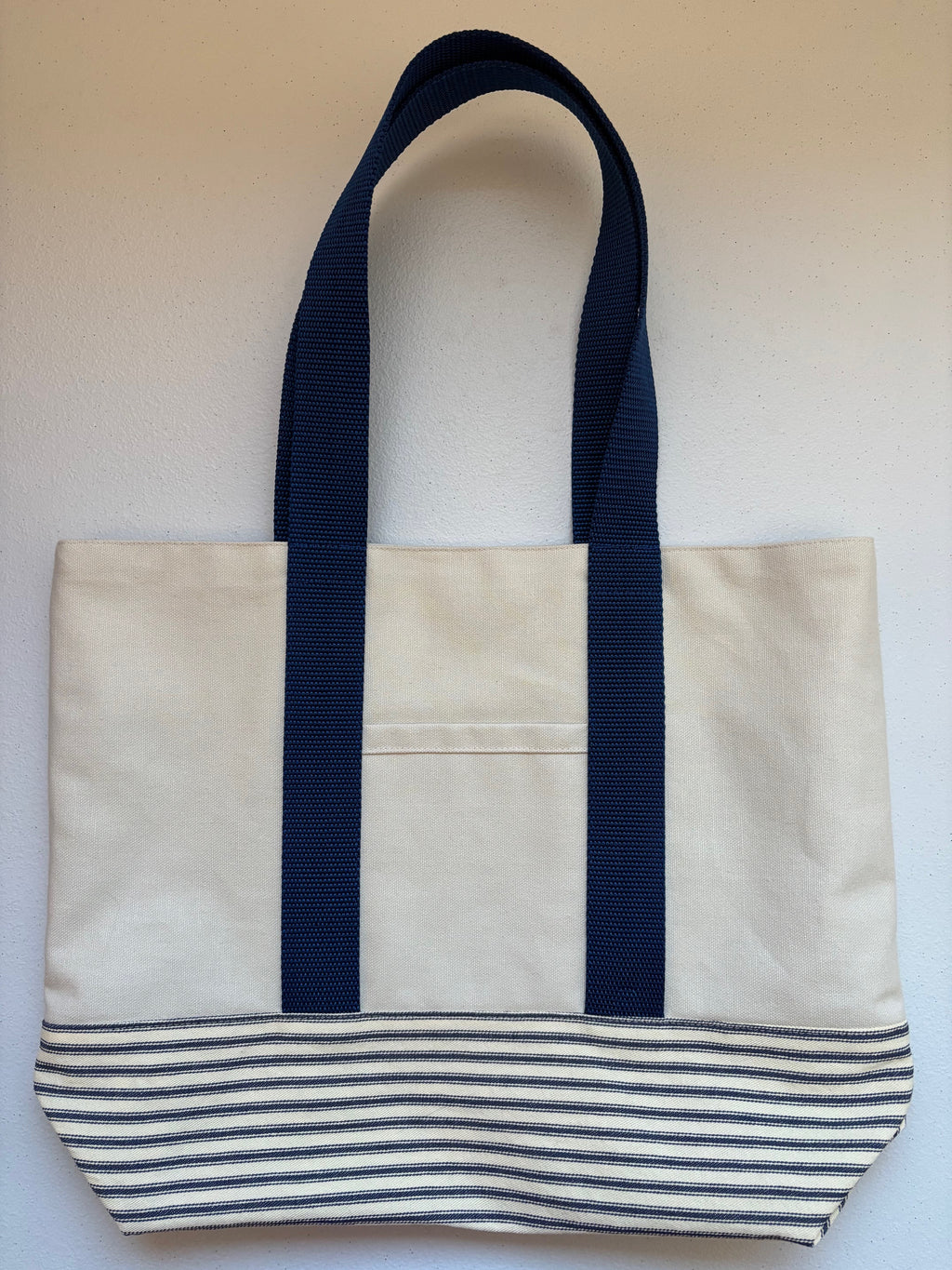 Large SEAGULL blue/white stripe canvas tote bag