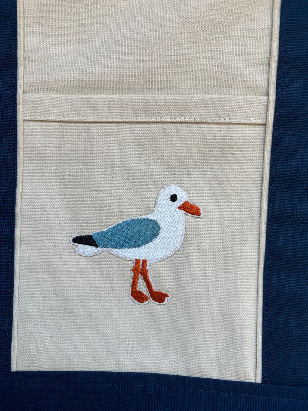 Large handmade SEAGULL canvas tote bag