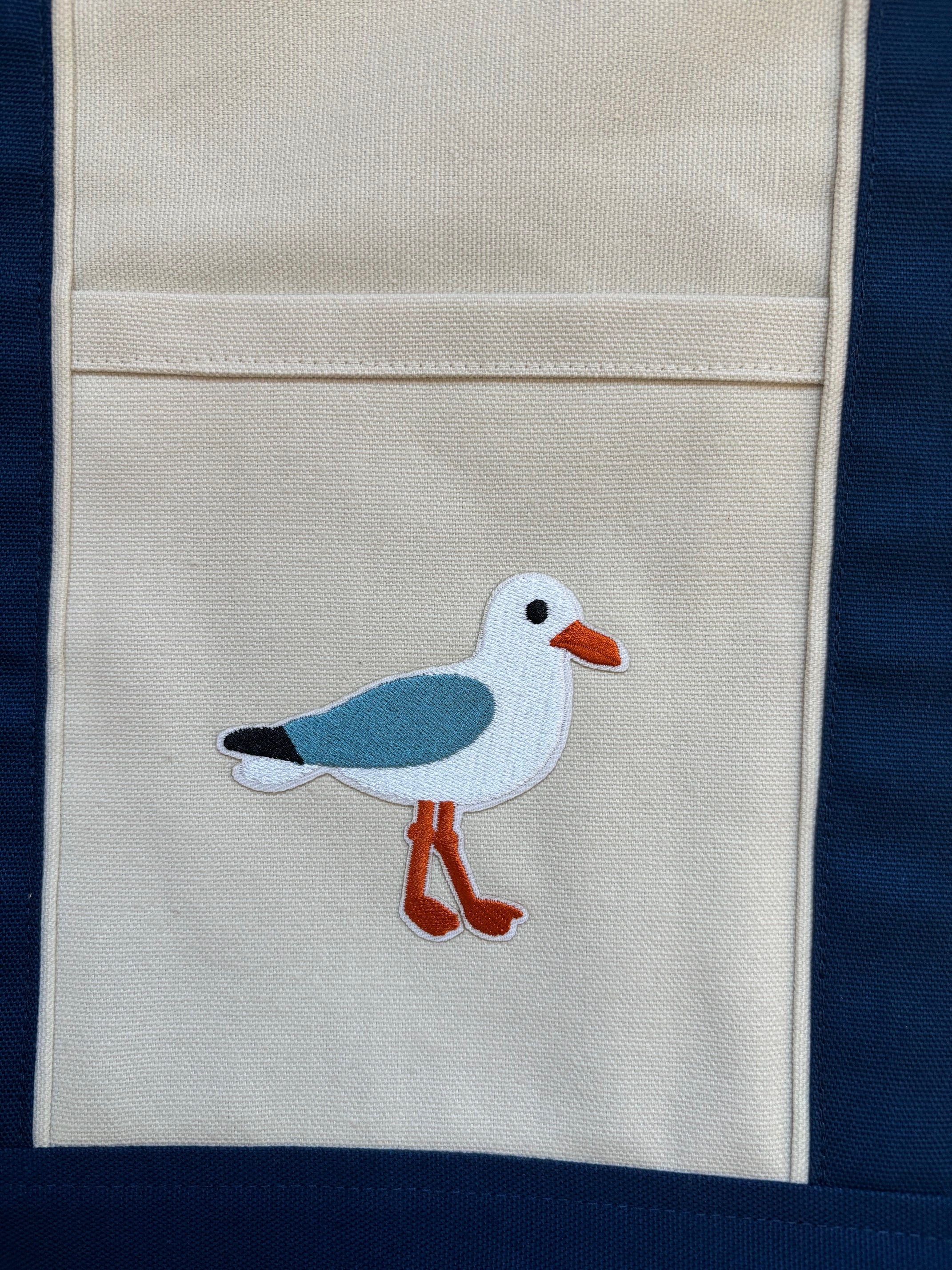 Large handmade SEAGULL canvas tote bag