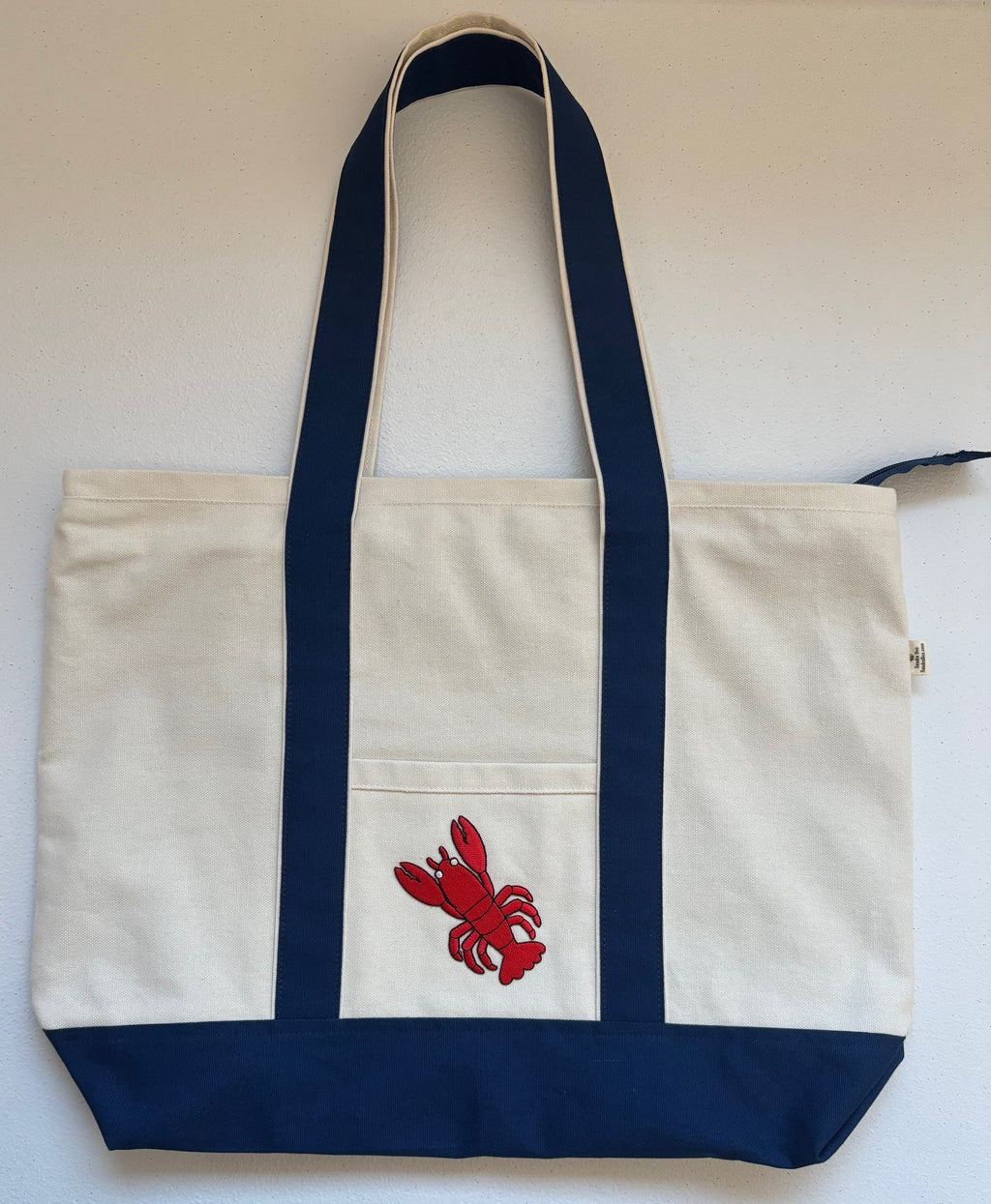 Large LOBSTER canvas zipper tote bag