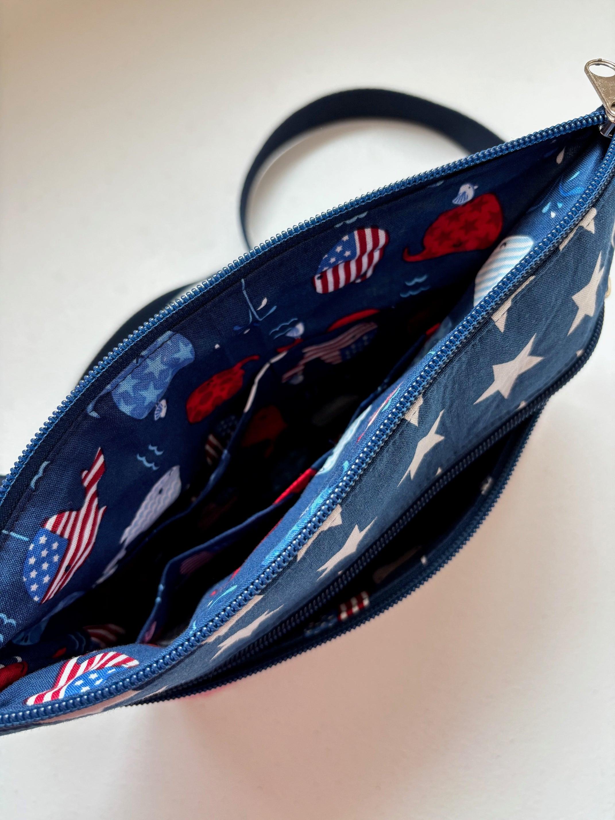 Stars and Stripes Patriotic Zip Top Crossbody Bag