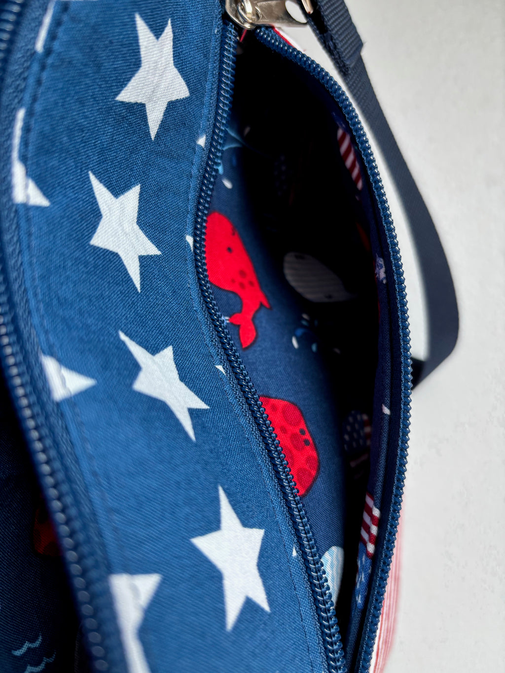 Stars and Stripes Patriotic Zip Top Crossbody Bag