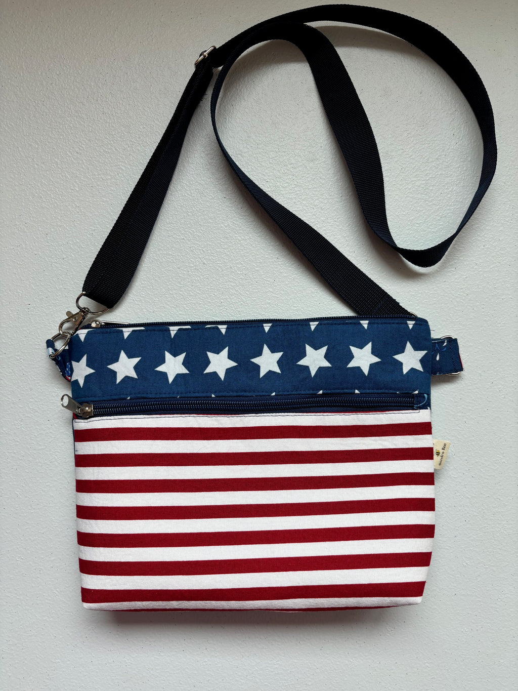 Stars and Stripes Patriotic Zip Top Crossbody Bag