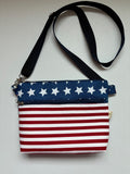 Stars and Stripes Patriotic Zip Top Crossbody Bag